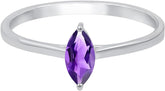 Natural Amethyst Ring for Women, February Birthstone Amethyst Ring, Sterling Silver Solitaire Ring